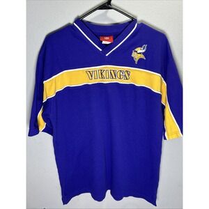 Vintage Minnesota Vikings Short Sleeve Shirt Large NFL Embroidered Logo Purple